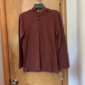 Large Quiksilver Boy’s Brown Maroon Hoodie Long Sleeve Shirt